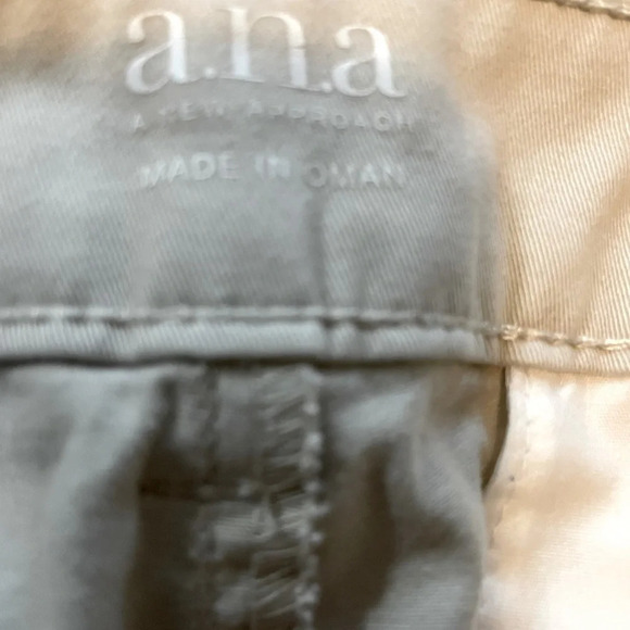 a.n.a 10 Chino cropped pants 98% cotton 2% spandex. 2 front slant pockets khaki. - Picture 2 of 9